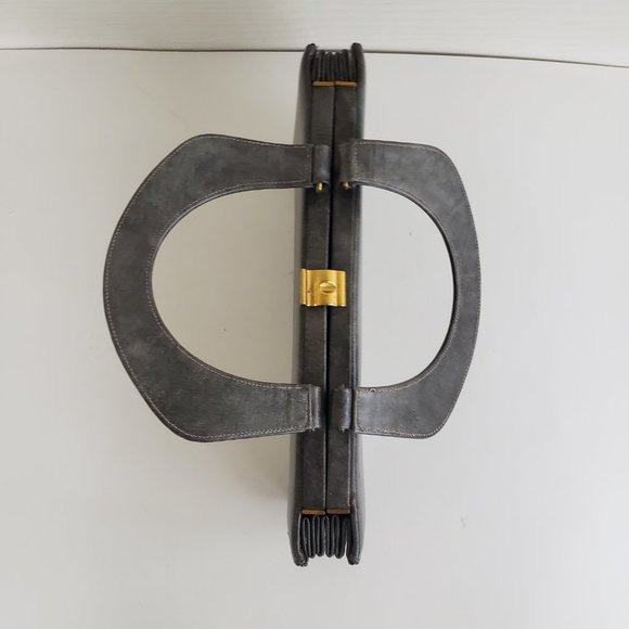 Vintage 60s Susan Gail Original accordion style top handle marble grey handbag - Picture 7 of 12